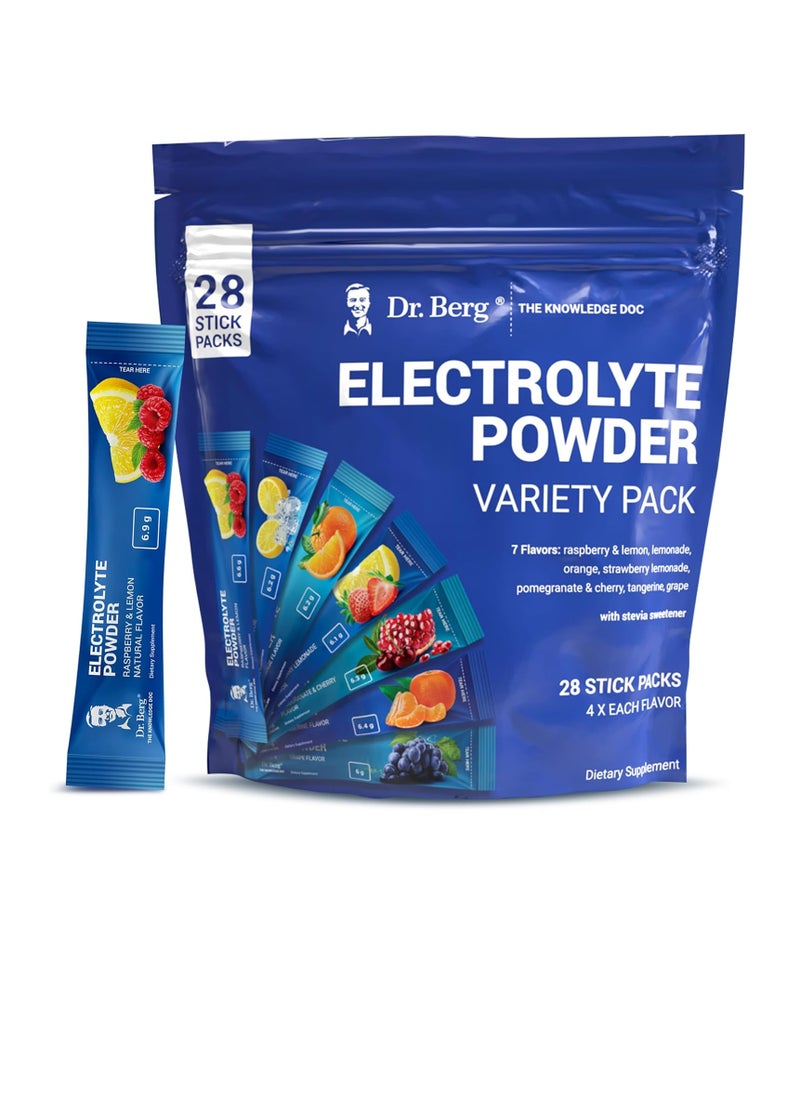 Dr. Berg Nutritional - Sugar Free Electrolyte Powder Packets (Variety Pack) - Daily Electrolyte Drink Mix - 28 Total Hydration Packets - Image 1