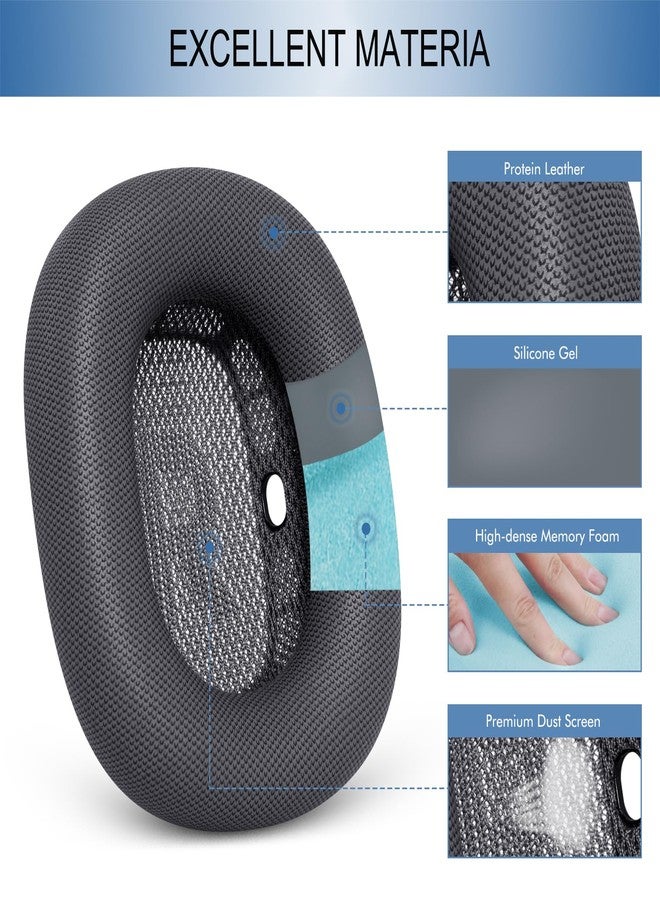 GEVO Upgraded Ear Cushions Replacement Earpads for Apple AirPods Max Headphones, Protein Leather Ear Pads Cover with Memory Foam and Magnet for AirPods Max (Space Gray) - Image 4