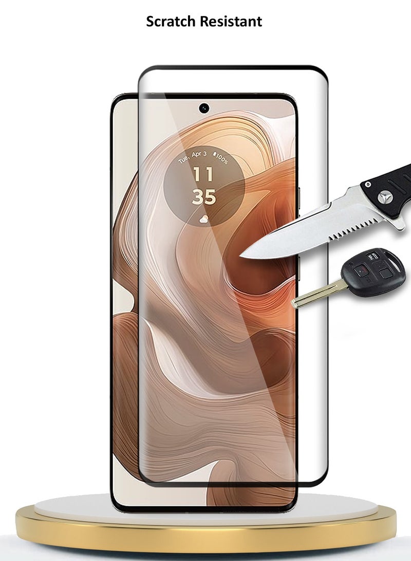 Wtech Motorola Edge 50 Ultra 5G 2024 Premium Edge-Pro Series Full Glue Full Cover Tempered Glass Screen Protector - Clear/Black  - Image 3