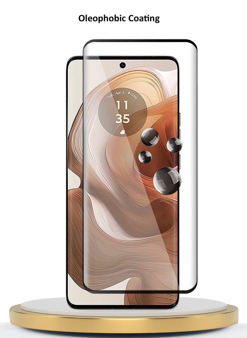 Wtech Motorola Edge 50 Ultra 5G 2024 Premium Edge-Pro Series Full Glue Full Cover Tempered Glass Screen Protector - Clear/Black  - Image 4