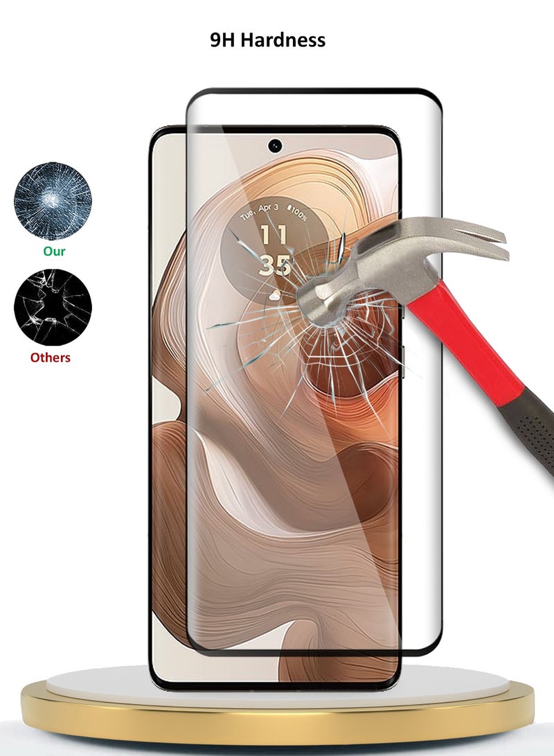 Wtech Motorola Edge 50 Ultra 5G 2024 Premium Edge-Pro Series Full Glue Full Cover Tempered Glass Screen Protector - Clear/Black  - Image 2