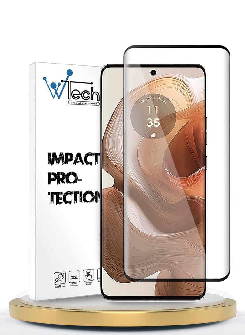 Wtech Motorola Edge 50 Ultra 5G 2024 Premium Edge-Pro Series Full Glue Full Cover Tempered Glass Screen Protector - Clear/Black  - Image 1