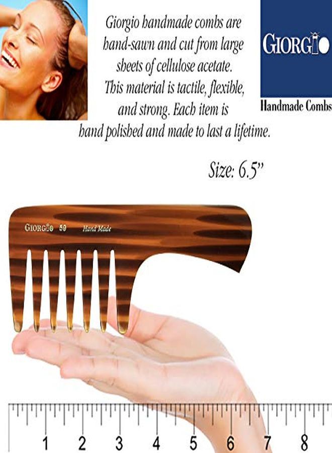 Giorgio G59 Large Coarse Hair Detangling Comb, Wide Teeth For Long Thick Curly Wavy Hair. Hair Detangler Comb For Wet And Dry. Handmade Rake Comb Sawcut From Cellulose Hand Polished Tortoise Shell - Image 3