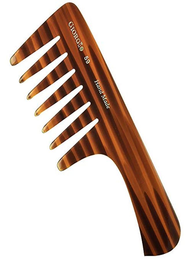 Giorgio G59 Large Coarse Hair Detangling Comb, Wide Teeth For Long Thick Curly Wavy Hair. Hair Detangler Comb For Wet And Dry. Handmade Rake Comb Sawcut From Cellulose Hand Polished Tortoise Shell - Image 1