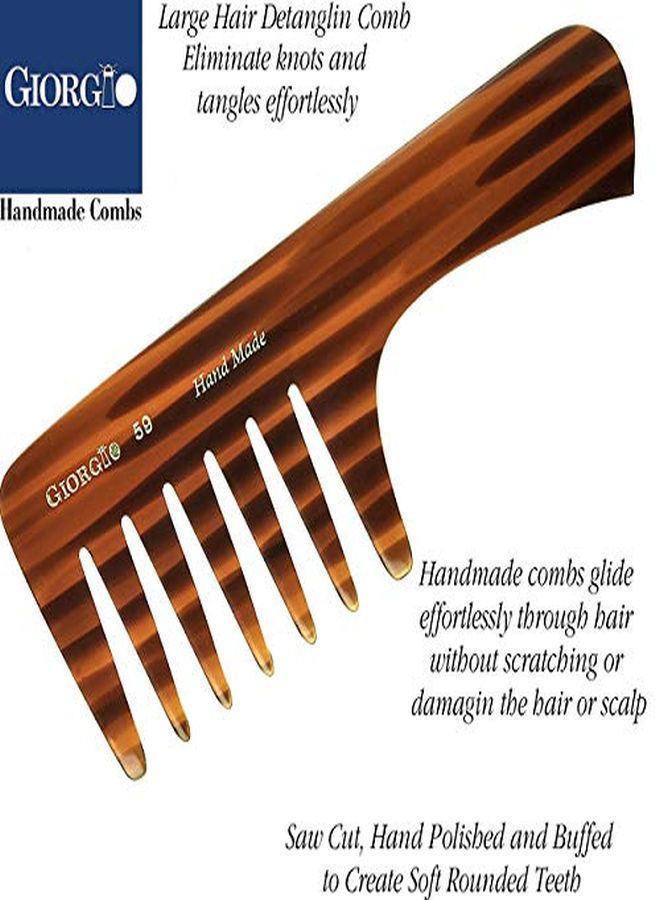 Giorgio G59 Large Coarse Hair Detangling Comb, Wide Teeth For Long Thick Curly Wavy Hair. Hair Detangler Comb For Wet And Dry. Handmade Rake Comb Sawcut From Cellulose Hand Polished Tortoise Shell - Image 5