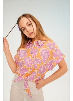 Girl Cropped Fit Woven Short Sleeve Shirt