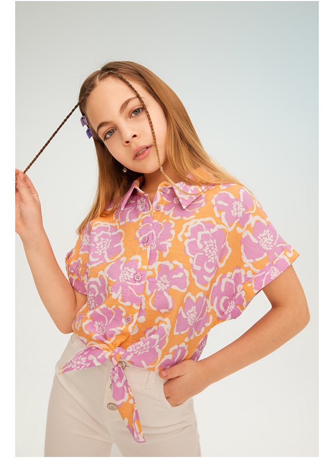 DeFacto - Girl Cropped Fit Woven Short Sleeve Shirt - Image 1
