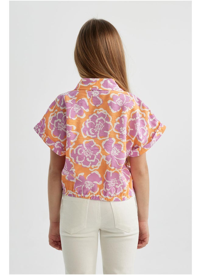 DeFacto - Girl Cropped Fit Woven Short Sleeve Shirt - Image 1