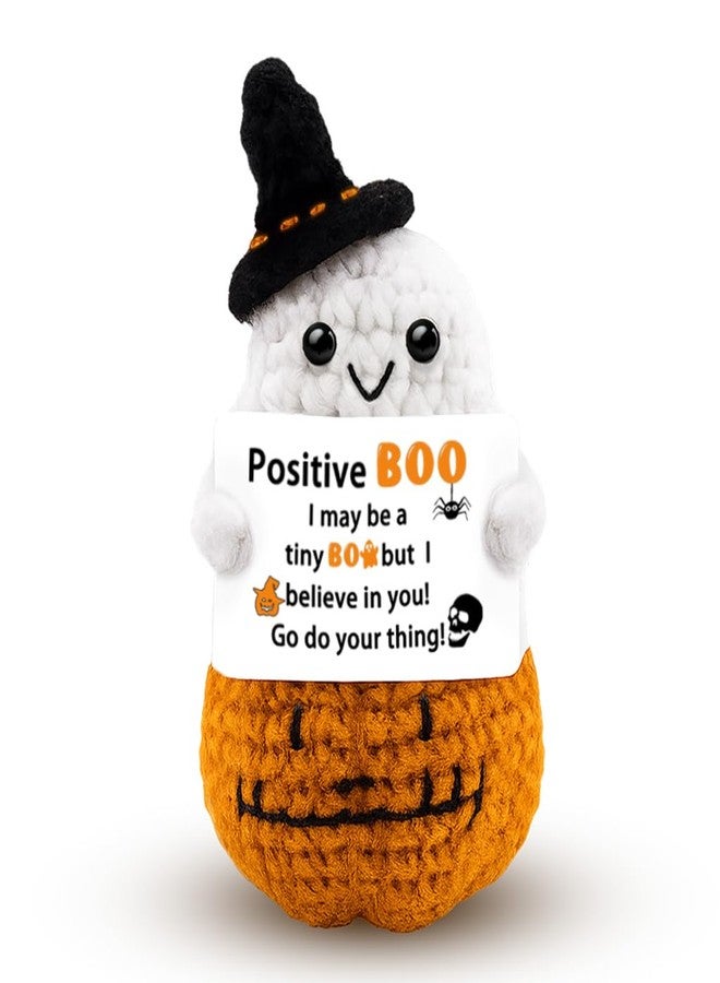 AICHPVOY Halloween Boo Basket Stuffer Gifts for Women Men Handmade Positive Crochet Gift for Friends Sister Coworker Teen Friendship Gifts for Women Friends(Positive Boo) - Image 1