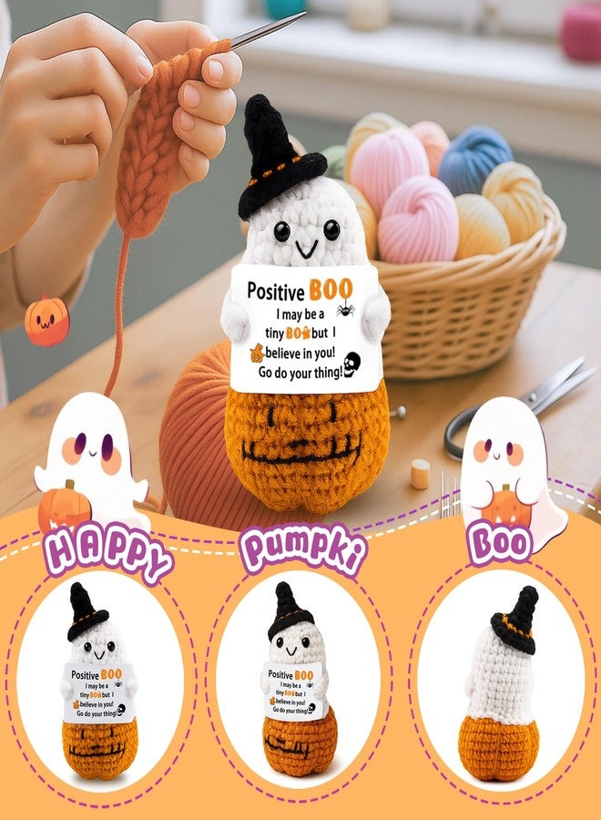 AICHPVOY Halloween Boo Basket Stuffer Gifts for Women Men Handmade Positive Crochet Gift for Friends Sister Coworker Teen Friendship Gifts for Women Friends(Positive Boo) - Image 3