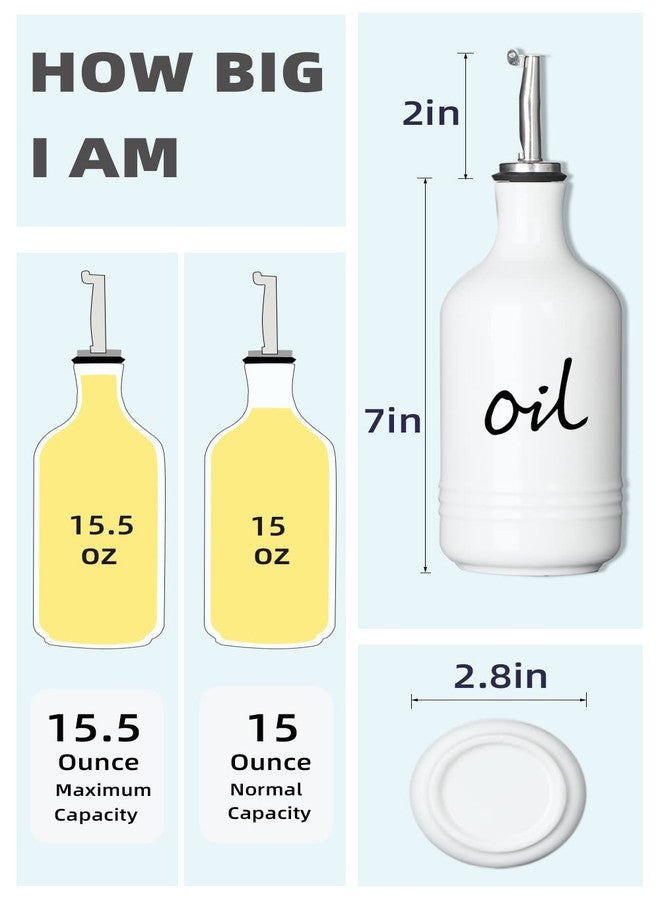 HAOTOP مجموعة زجاجات توزيع الزيت والخل السيراميكية من هاوتوب، مثالية لتخزين الزيت والخل، 15 أونصة (بيضاء) - Image 4