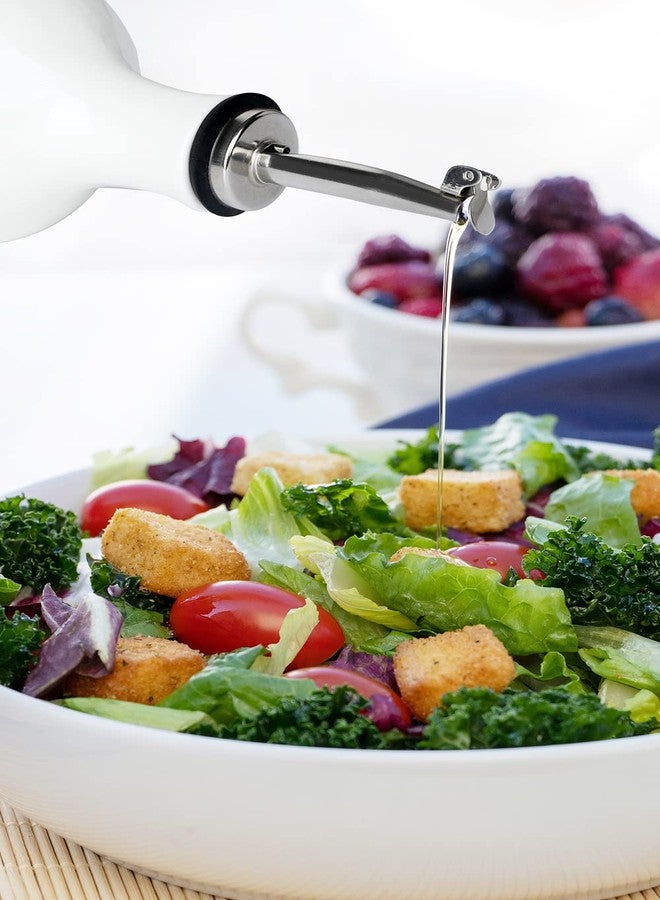 HAOTOP مجموعة زجاجات توزيع الزيت والخل السيراميكية من هاوتوب، مثالية لتخزين الزيت والخل، 15 أونصة (بيضاء) - Image 2