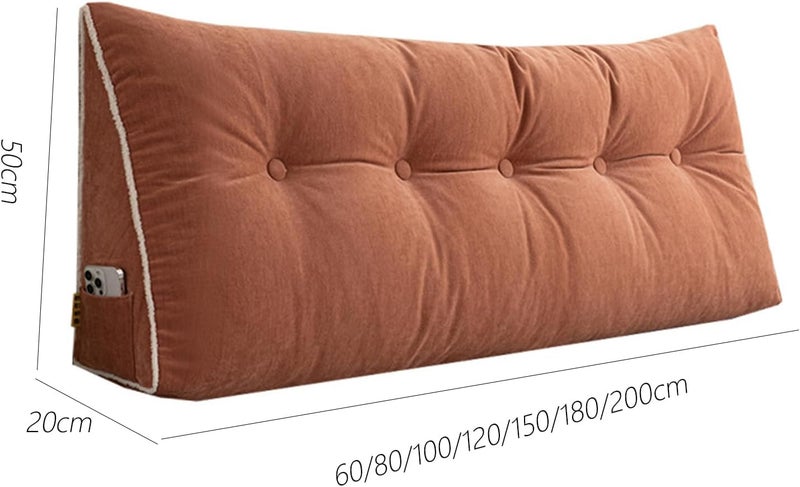 Triangular Headboard Pillow - Twin Bolster Cushion for Bed & Couch - Red Back Support Rest Pillow for Sitting Up in Daybed - 60x50x20cm (White 60x50x20cm) - Image 2