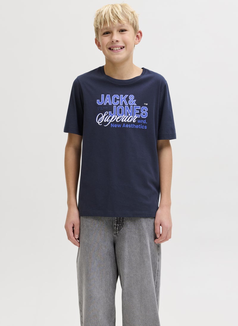 Jack & Jones Junior Kids Jjelogo Crew Neck T-Shirt - Image 1