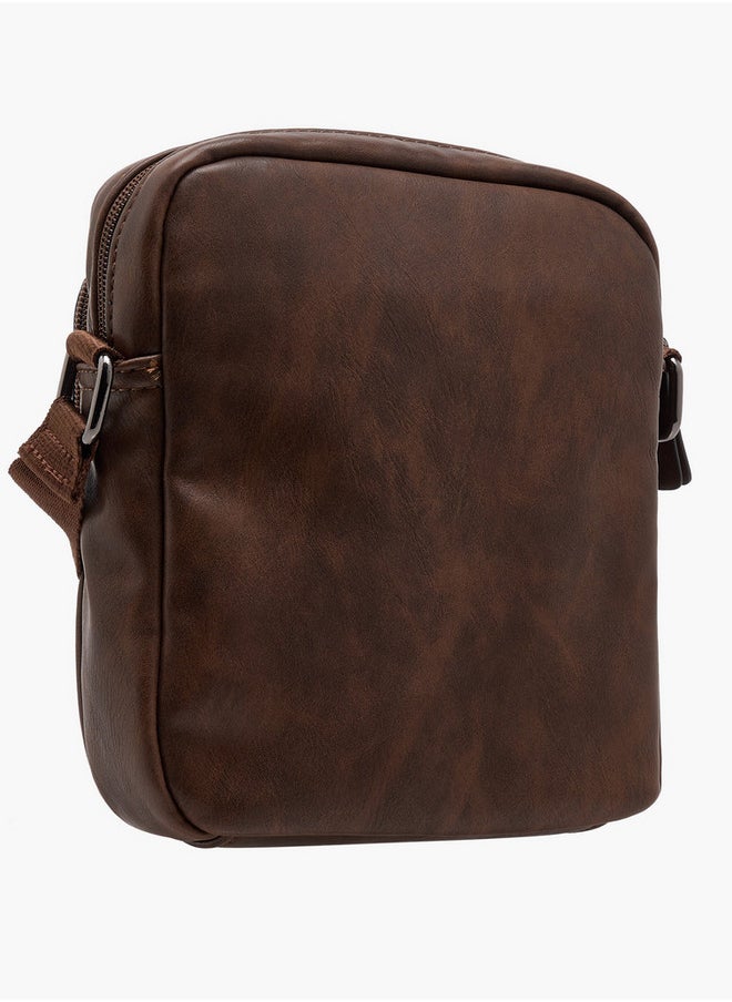 LBL by Shoexpress Men's Textured Crossbody Bag with Zip Closure and Adjustable Strap  - Image 3