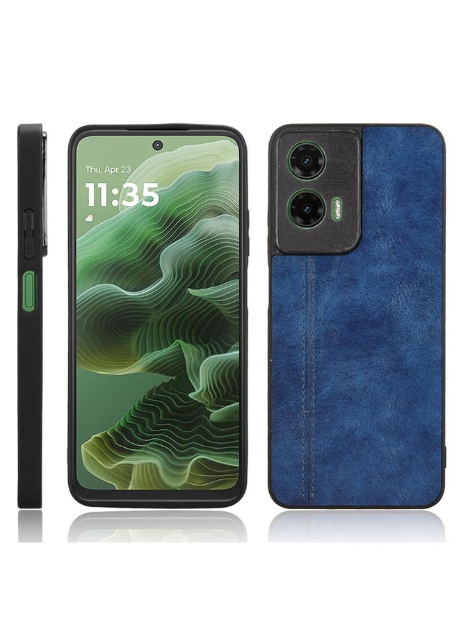 غطاء خلفي لهاتف موتورولا موتو جي 35 5G بخياطة على شكل بقرة (أزرق)