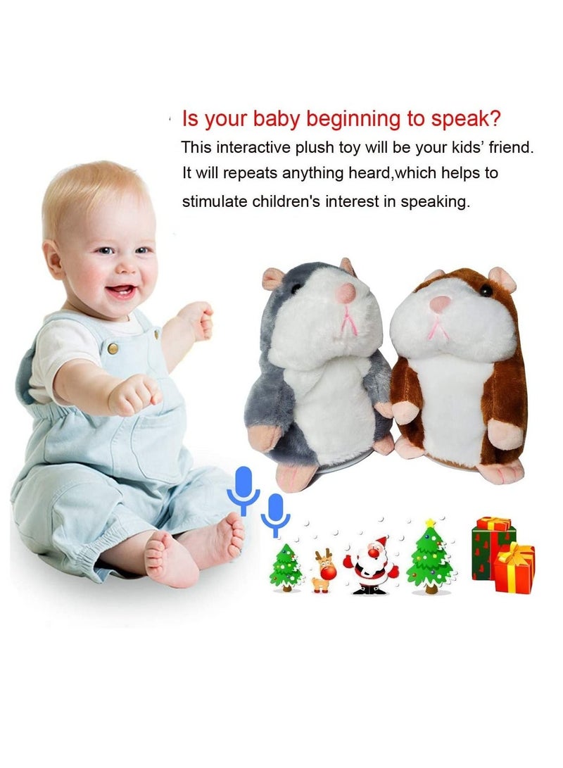 Talking Toys, Talking Hamster Mouse Plush Interactive 2 Pack, Repeats What You Say, Early Educational Toy Boys Girls Baby Animal Talking Toy Fun Gift, Record for Early Learning, Interactive Plush Toy - Image 4