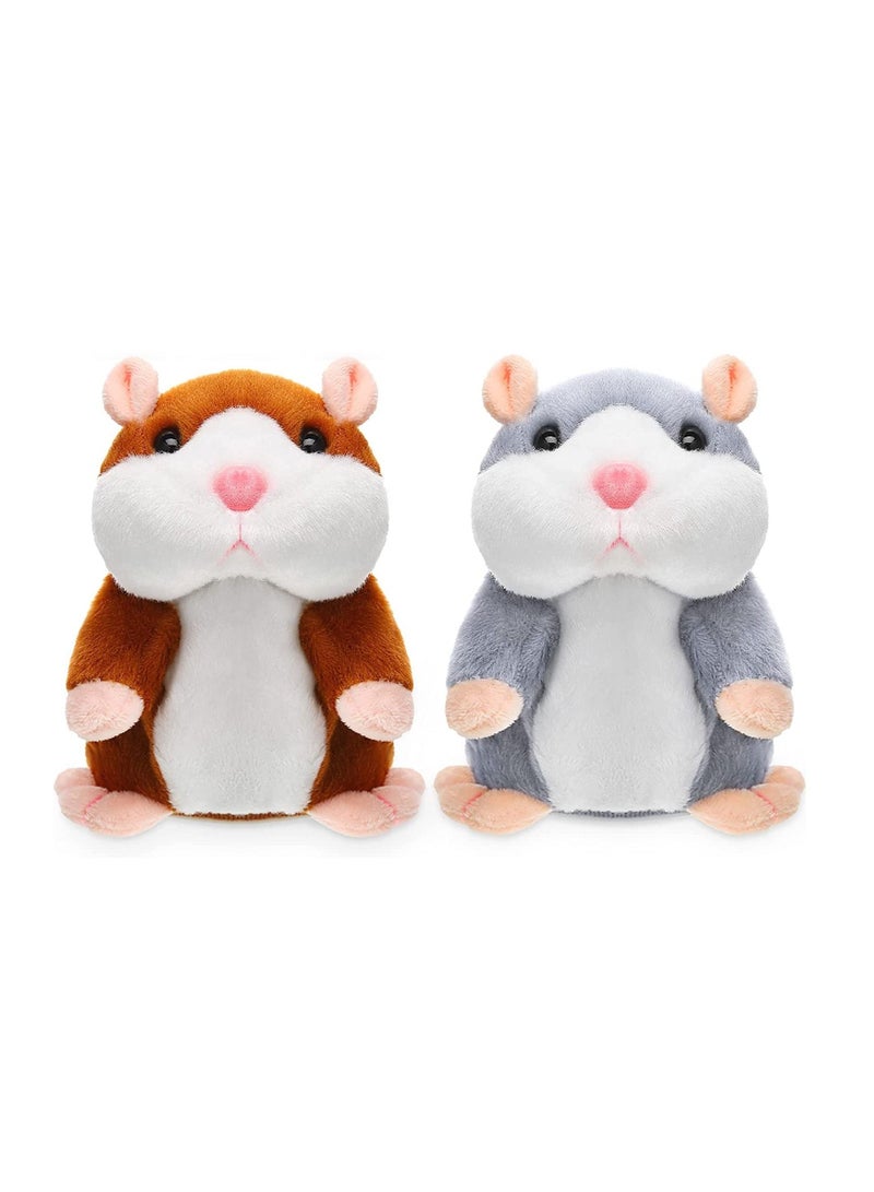 Talking Toys, Talking Hamster Mouse Plush Interactive 2 Pack, Repeats What You Say, Early Educational Toy Boys Girls Baby Animal Talking Toy Fun Gift, Record for Early Learning, Interactive Plush Toy - Image 1