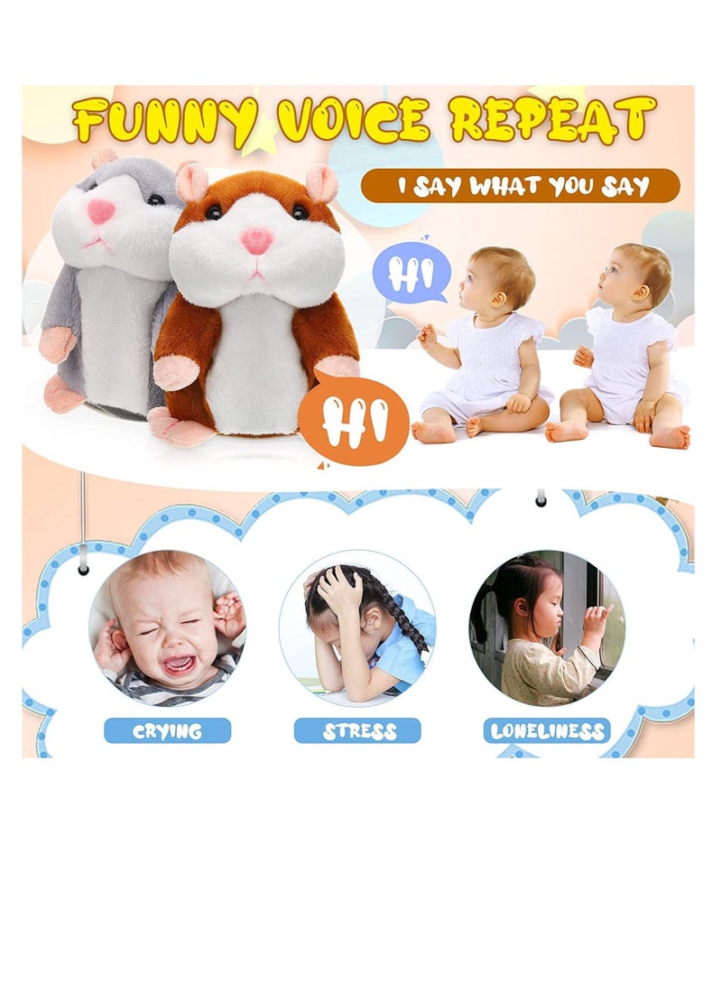 Talking Toys, Talking Hamster Mouse Plush Interactive 2 Pack, Repeats What You Say, Early Educational Toy Boys Girls Baby Animal Talking Toy Fun Gift, Record for Early Learning, Interactive Plush Toy - Image 2