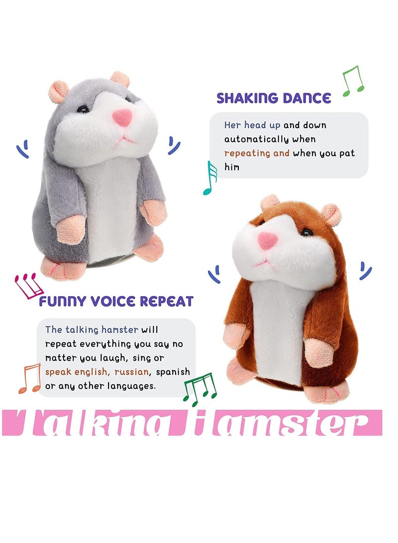 Talking Toys, Talking Hamster Mouse Plush Interactive 2 Pack, Repeats What You Say, Early Educational Toy Boys Girls Baby Animal Talking Toy Fun Gift, Record for Early Learning, Interactive Plush Toy - Image 3