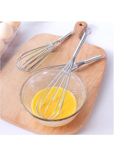 Manual Egg Beater Mini Spring Handle Three-line Blender Kitchen Household Beater-Color:Iron Wire