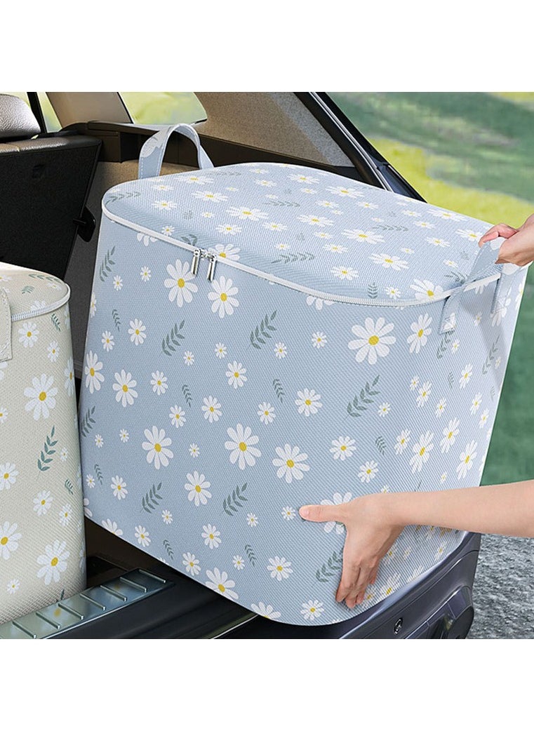 2 Pcs Storage Bags Dust Proof Foldable Closet Organizers Storage Containers with Handle Storage Containers for Bedding Comforters(Blue)