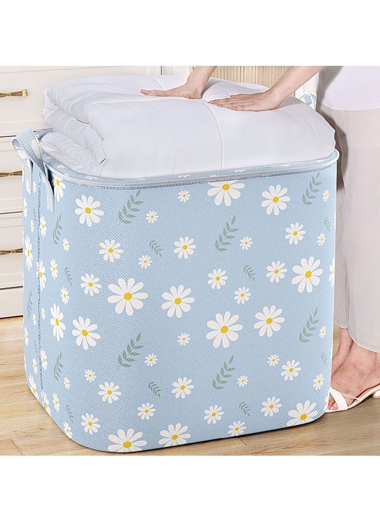 2 Pcs Storage Bags Dust Proof Foldable Closet Organizers Storage Containers with Handle Storage Containers for Bedding Comforters(Blue)