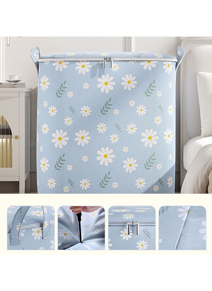 2 Pcs Storage Bags Dust Proof Foldable Closet Organizers Storage Containers with Handle Storage Containers for Bedding Comforters(Blue)