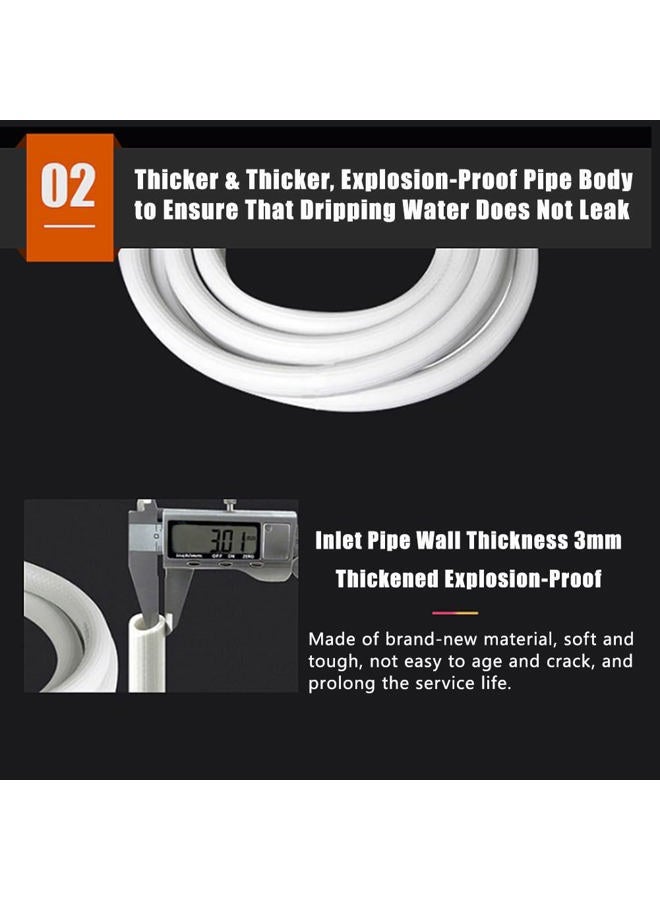 Eboxer Washing Machine Hoses, Burst Proof Washing Machine Water Inlet Hose, Washer Pipe with Connectors, White (3m/118.11in) - Image 4