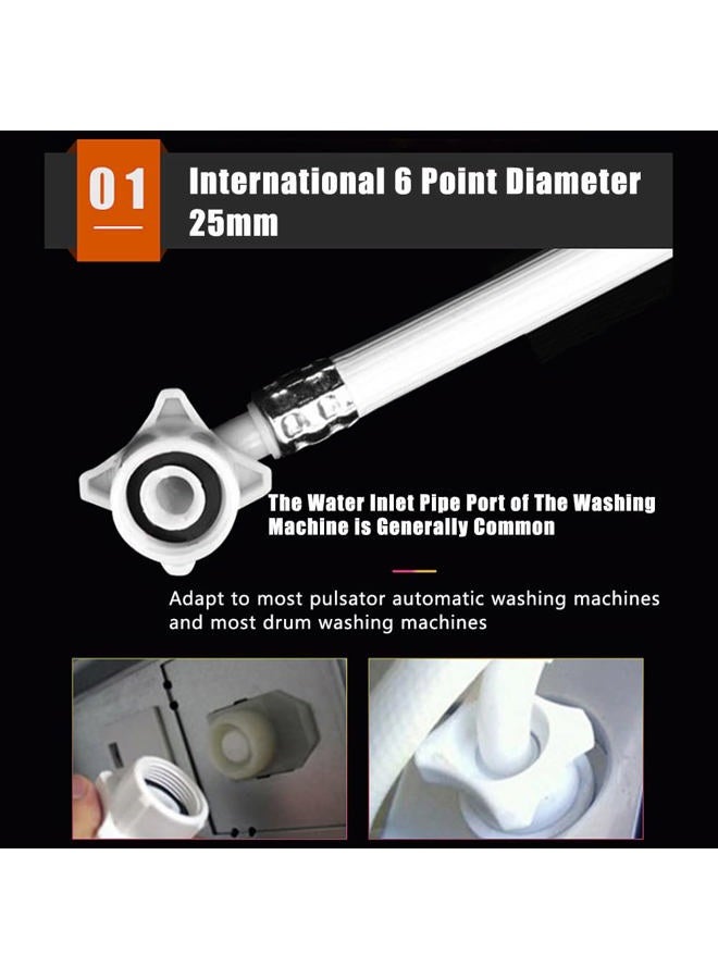 Eboxer Washing Machine Hoses, Burst Proof Washing Machine Water Inlet Hose, Washer Pipe with Connectors, White (3m/118.11in) - Image 3