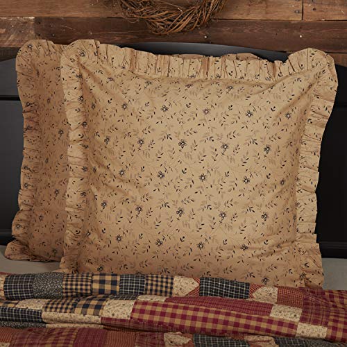 VHC Brands Maisie Fabric Euro Sham 26x26 Country Bedding Accessory, Tan - Image 4