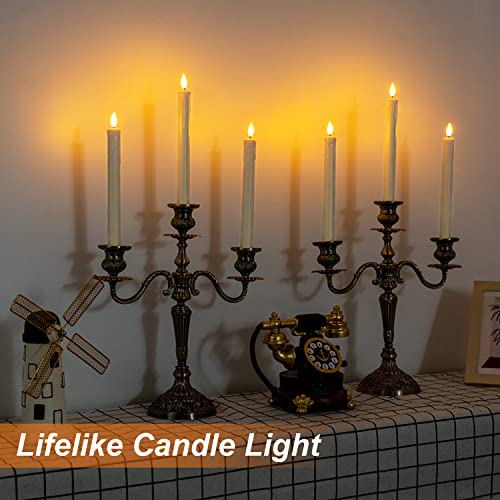 Homemory 6 Pcs Flameless Taper Candles with Remote, Timer, Dimmer, Ivory Battery Operated CandleSticks with Flickering Light, Plastic Led Window Candles, 9.6 Inches for Halloween Christmas Decoration - Image 4