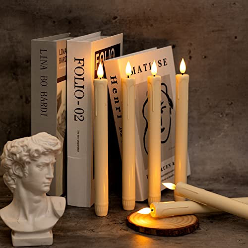 Homemory 6 Pcs Flameless Taper Candles with Remote, Timer, Dimmer, Ivory Battery Operated CandleSticks with Flickering Light, Plastic Led Window Candles, 9.6 Inches for Halloween Christmas Decoration - Image 5
