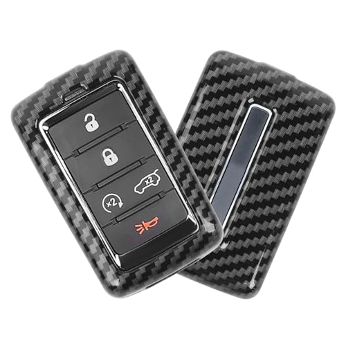 JWWY Key Fob Case Cover Holder Shell Protector Sleeve Enclosure Fit for 2021-2024+Jeep Grand Cherokee Accessories Carbon Fiber - Image 1
