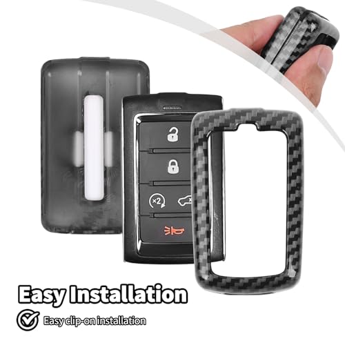 JWWY Key Fob Case Cover Holder Shell Protector Sleeve Enclosure Fit for 2021-2024+Jeep Grand Cherokee Accessories Carbon Fiber - Image 4