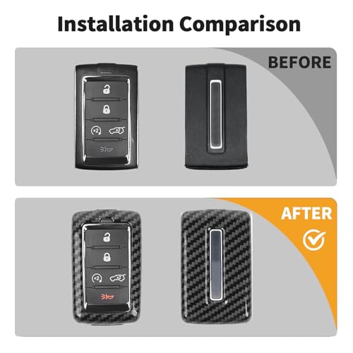 JWWY Key Fob Case Cover Holder Shell Protector Sleeve Enclosure Fit for 2021-2024+Jeep Grand Cherokee Accessories Carbon Fiber - Image 2