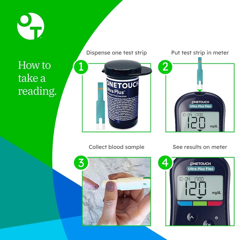 ONETOUCH مجموعة اختبار السكري OneTouch Ultra Plus Flex قيمة تشمل 1 جهاز قياس سكر الدم 1 جهاز وخز 30 إبرة وخز 30 شريط اختبار سكري  حقيبة حمل - Image 5