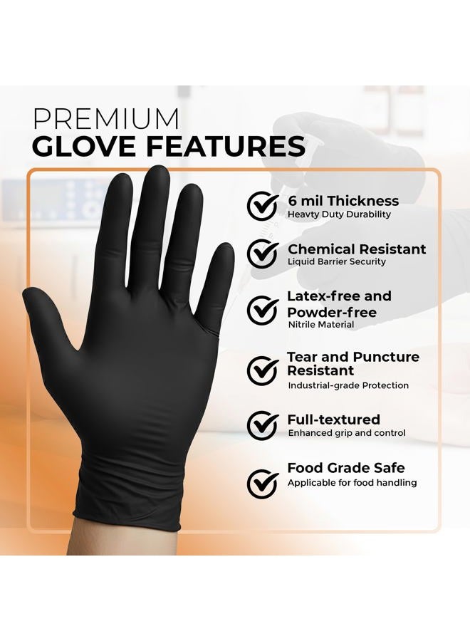 ASAP Black Nitrile Powder Free Multi-Purpose Gloves, Disposable, 5.5 mil, Black (Medium - Box of 100) - Image 2