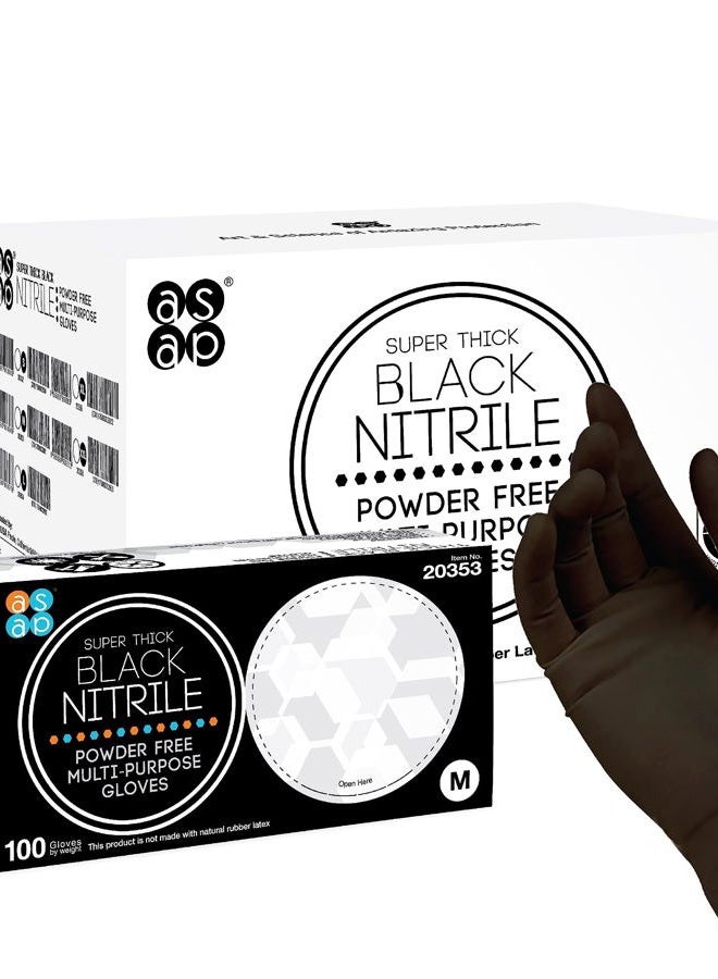 ASAP Black Nitrile Powder Free Multi-Purpose Gloves, Disposable, 5.5 mil, Black (Medium - Box of 100) - Image 1