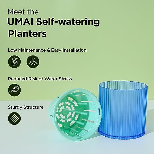 UMAI Self Watering Plant Pot - 4 inches (11 cm) Plant Pots | Plastic Automatic Watering Planters for Indoor, Outdoor, Balcony, Garden, Home, Office (Pack of 4, Multicolor) - Image 2
