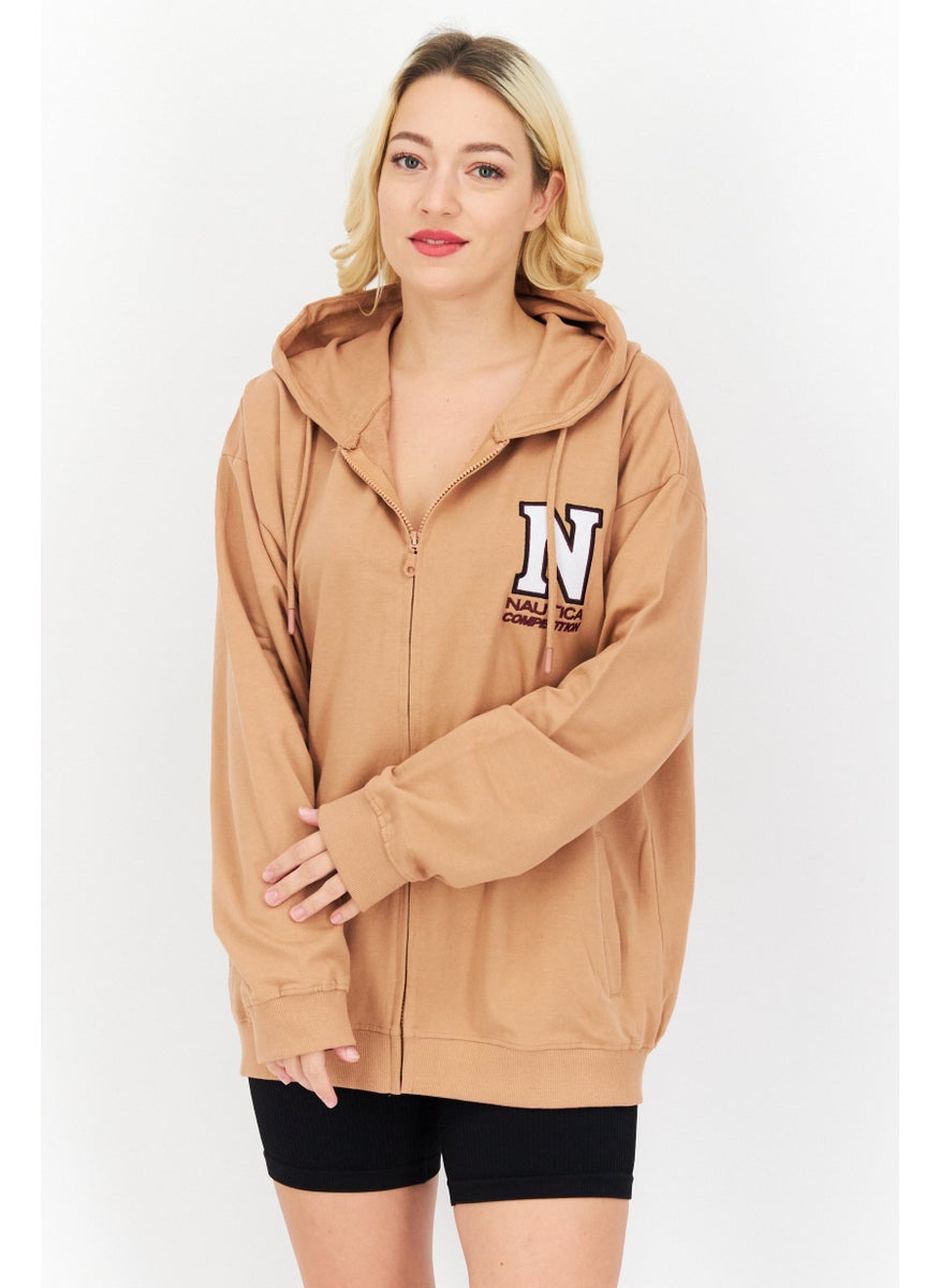 NAUTICA Women Sportswear Fit Outdoor Hooded Sweatshirt, Brown  - Image 1