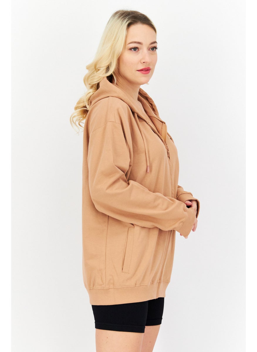 NAUTICA Women Sportswear Fit Outdoor Hooded Sweatshirt, Brown  - Image 4