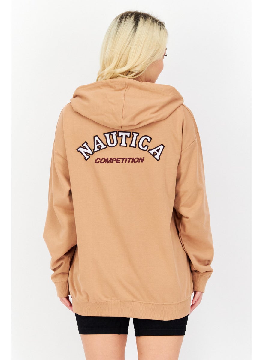 NAUTICA Women Sportswear Fit Outdoor Hooded Sweatshirt, Brown  - Image 3