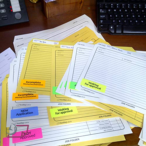 NextDayLabels Assorted Fluorescent Address Labels | 5 Colors - Green, Orange, Blue, Yellow and Pink | 5 Sheets of Each Color | 1" x 2-5/8" - 30 Per Page, from NextDayLabels | 750 Labels - Image 3