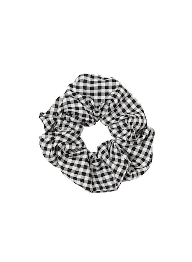 IBDA Exclusive Checked Black and White Hair Scrunchies,Ponytail Holder,Hair Tie, Handmade Woman stylish Scrunchies Extra Soft Elastic to Avoid Pulling & Tugging, Prevents Hair Damage.