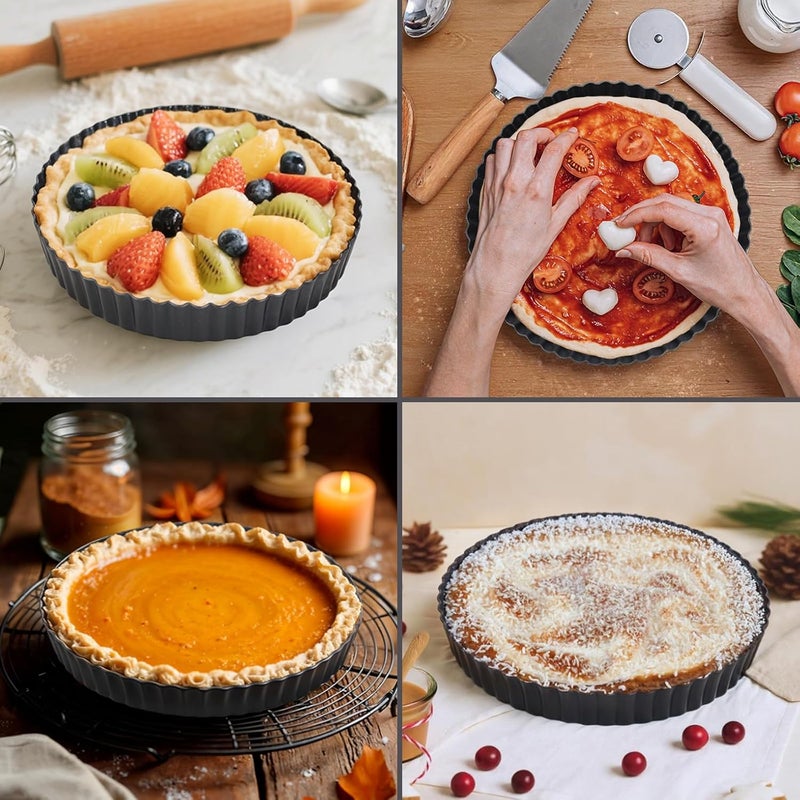 Maclia Tart Pan Removable Bottom - 9 Inch Non-Stick Carbon Steel Pie Pan for Baking Tarts, Pies, Quiches, Brownies, Quiche Baking Dish with Fluted Edges, Fruit Tart Mold - Image 5