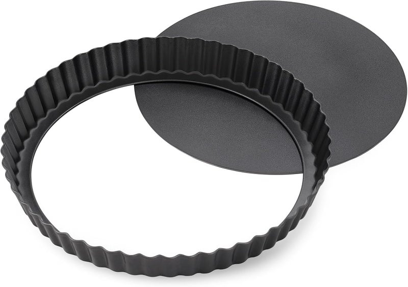 Maclia Tart Pan Removable Bottom - 9 Inch Non-Stick Carbon Steel Pie Pan for Baking Tarts, Pies, Quiches, Brownies, Quiche Baking Dish with Fluted Edges, Fruit Tart Mold - Image 1