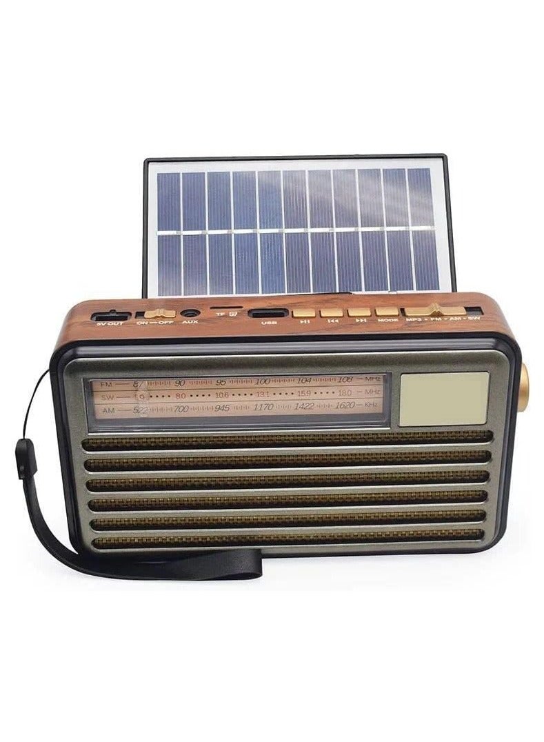 Denx Rechargeable Radio, Portable Radio AM FM Transistor with Best Sound, Solar/Battery Operated Radio, Support TF Card/USB Playing  - Image 1