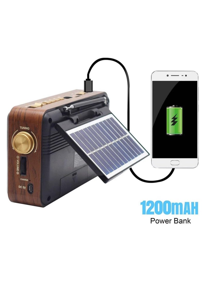 Denx Rechargeable Radio, Portable Radio AM FM Transistor with Best Sound, Solar/Battery Operated Radio, Support TF Card/USB Playing  - Image 3