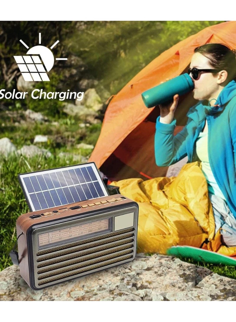 Denx Rechargeable Radio, Portable Radio AM FM Transistor with Best Sound, Solar/Battery Operated Radio, Support TF Card/USB Playing  - Image 4